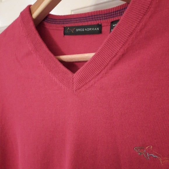 Greg Norman V-neck Sweater Maroon Size Large Men's - Picture 4 of 6